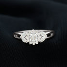 Diamond Flower Engagement Ring with Split Shank Diamond - ( HI-SI ) - Color and Clarity - Rosec Jewels