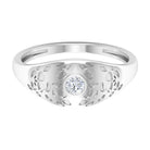 Diamond Textured Signet Ring for Men Diamond - ( HI-SI ) - Color and Clarity - Rosec Jewels