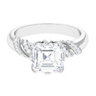 8 MM Asscher Cut Moissanite Solitaire Engagement Ring in Petal Prong Setting Moissanite - ( D-VS1 ) - Color and Clarity - Rosec Jewels