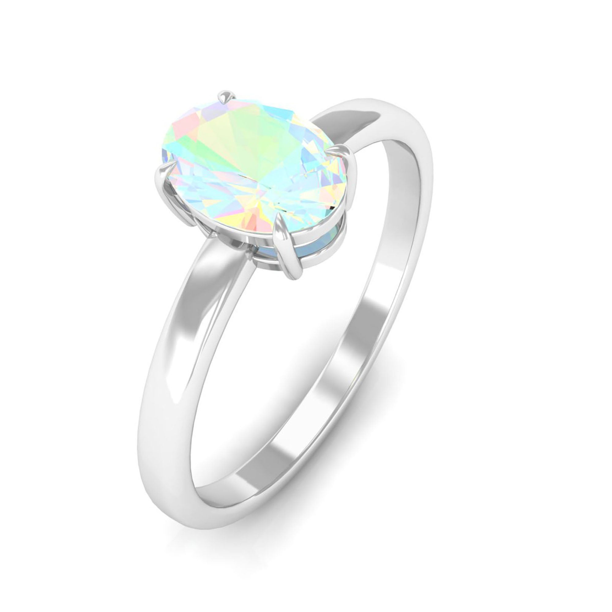 5X7 MM Oval Cut Ethiopian Opal Solitaire Ring in Claw Setting Ethiopian Opal - ( AAA ) - Quality - Rosec Jewels