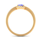 Minimal Round Tanzanite Engagement Ring with Diamond Halo Tanzanite - ( AAA ) - Quality - Rosec Jewels