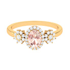 Oval Morganite Designer Engagement Ring with Diamond Morganite - ( AAA ) - Quality - Rosec Jewels