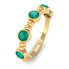1/2 CT Bezel Set Emerald Gold Beaded Stackable Ring Emerald - ( AAA ) - Quality - Rosec Jewels
