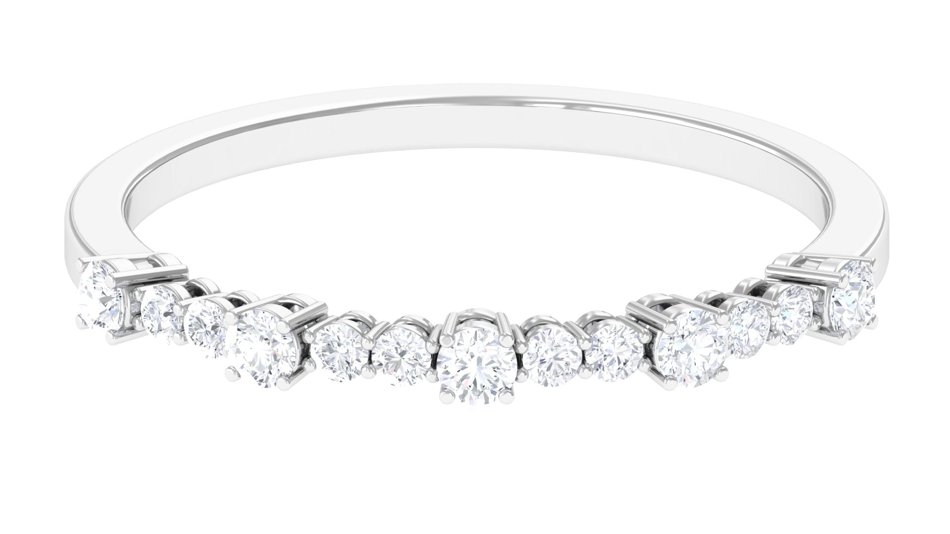 Minimal Diamond Half Eternity Stackable Ring Diamond - ( HI-SI ) - Color and Clarity - Rosec Jewels