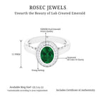 Oval Lab Grown Emerald and Diamond Halo Engagement Ring Lab Created Emerald - ( AAAA ) - Quality - Rosec Jewels