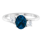 London Blue Topaz Solitaire Bypass Ring with Diamond Side Stones London Blue Topaz - ( AAA ) - Quality - Rosec Jewels