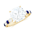 Rosec Jewels-2.75 CT Moissanite Solitaire Ring with Created Blue Sapphire