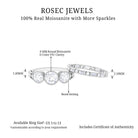 Moissanite 3 Stone Wedding Ring Set in Beaded Bezel Setting Moissanite - ( D-VS1 ) - Color and Clarity - Rosec Jewels