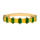 Lab-Created Emerald and Yellow Sapphire Half Eternity Ring Lab Created Yellow Sapphire - ( AAAA ) - Quality - Rosec Jewels