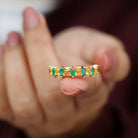 Lab-Created Emerald and Yellow Sapphire Half Eternity Ring Lab Created Yellow Sapphire - ( AAAA ) - Quality - Rosec Jewels