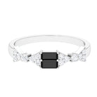 Contemporary Black Onyx and Diamond Half Eternity Band Ring Black Onyx - ( AAA ) - Quality - Rosec Jewels