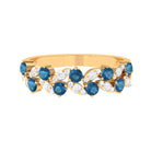 London Blue Topaz and Diamond Leaf Half Eternity Ring London Blue Topaz - ( AAA ) - Quality - Rosec Jewels