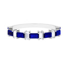 Blue Sapphire and Diamond Half Eternity Ring Blue Sapphire - ( AAA ) - Quality - Rosec Jewels