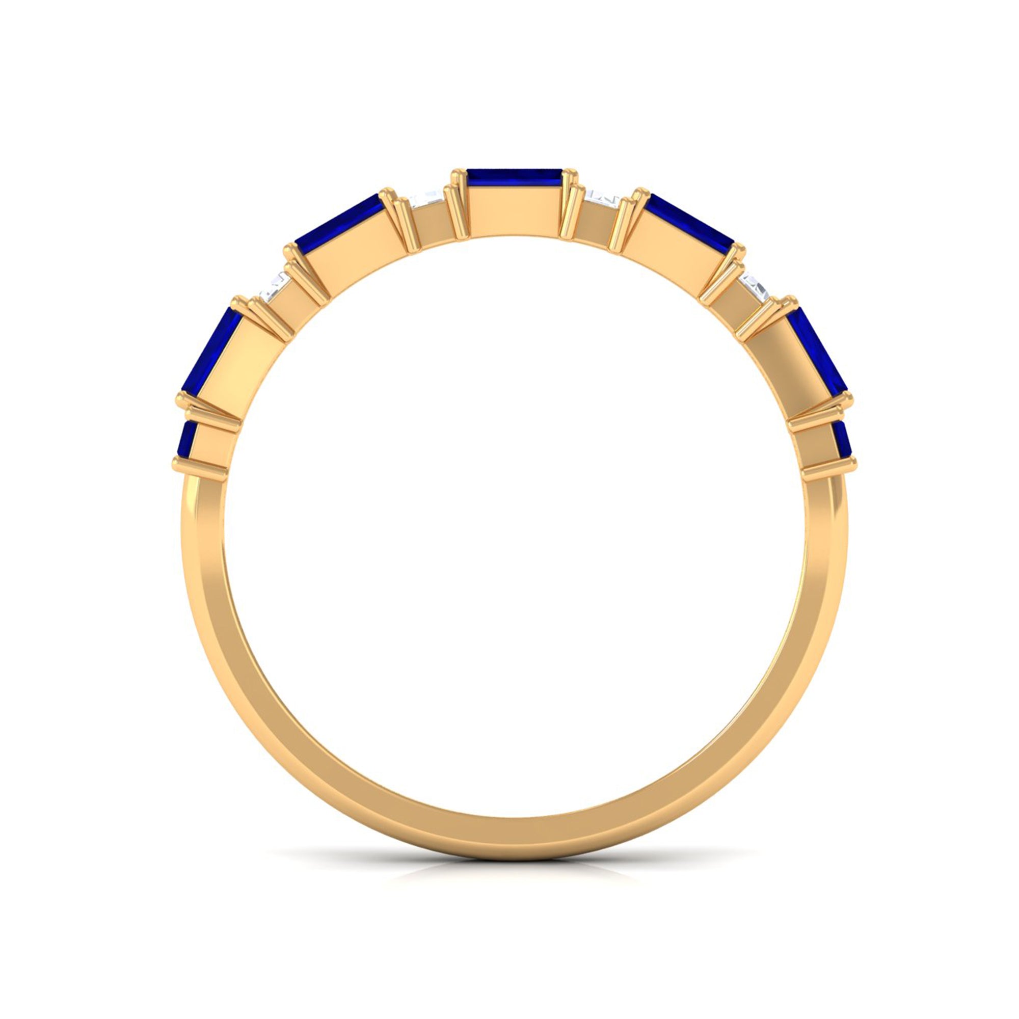 Blue Sapphire and Diamond Half Eternity Ring Blue Sapphire - ( AAA ) - Quality - Rosec Jewels