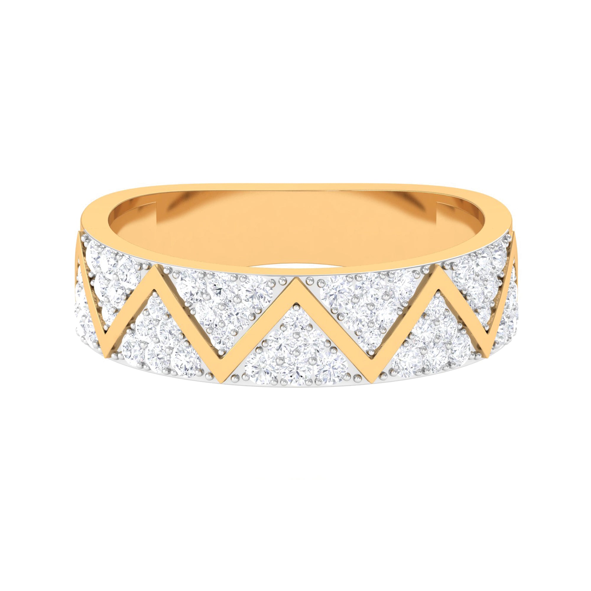 Certified Diamond Zig Zag Wedding Band Ring Diamond - ( HI-SI ) - Color and Clarity - Rosec Jewels