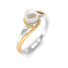 Minimal Freshwater Pearl Solitaire Ring in Bypass Shank Freshwater Pearl - ( AAA ) - Quality - Rosec Jewels