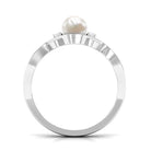 Designer Freshwater Pearl and Diamond Anniversary Band Ring Freshwater Pearl - ( AAA ) - Quality - Rosec Jewels