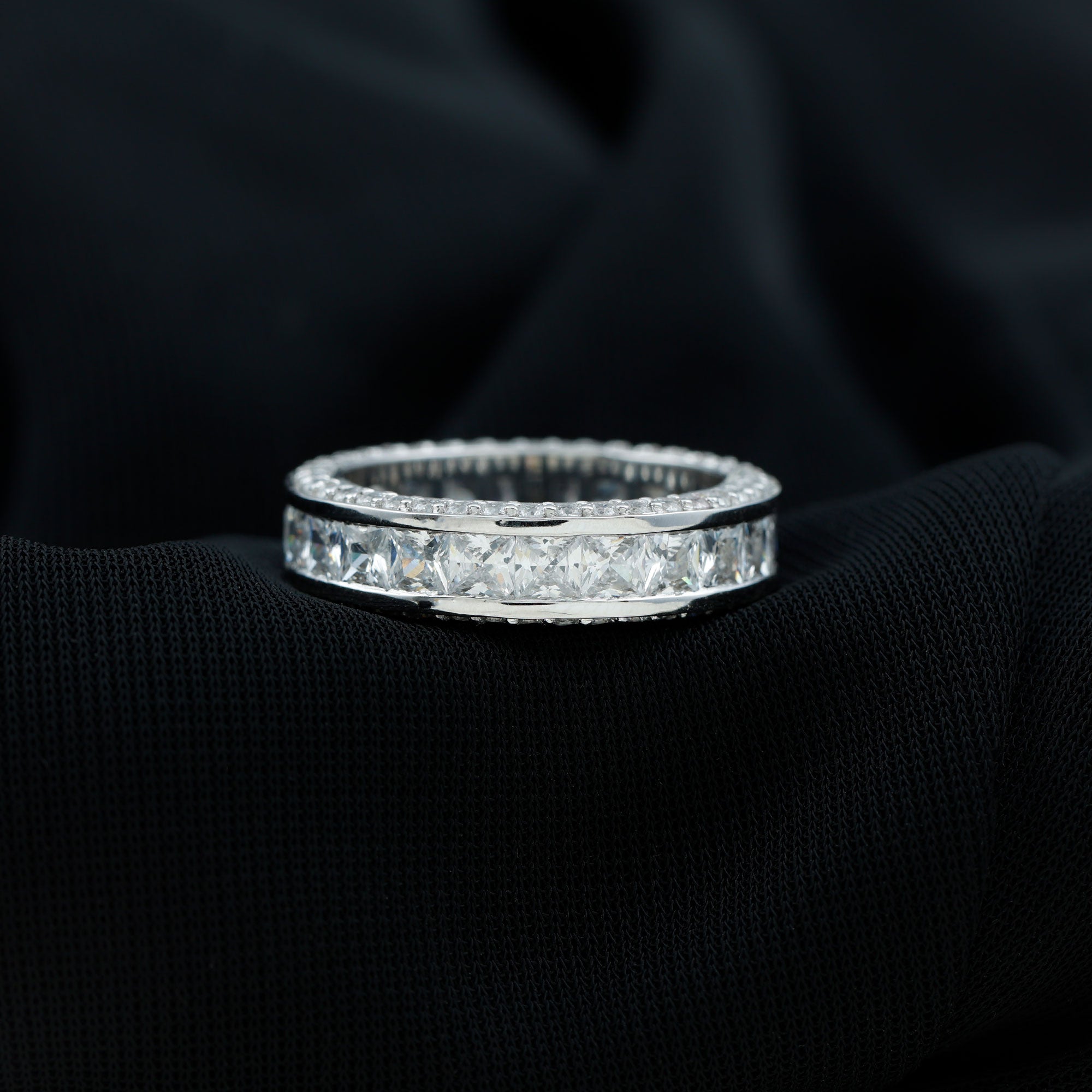 Princess Cut Zircon Full Eternity Band Ring Zircon - ( AAAA ) - Quality - Rosec Jewels