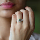 1/2 CT May Birthstone Emerald Engagement Ring with Diamond Accent Emerald - ( AAA ) - Quality - Rosec Jewels