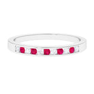 0.5 CT Ruby and Diamond Minimal Band Ring in Channel Setting Ruby - ( AAA ) - Quality - Rosec Jewels