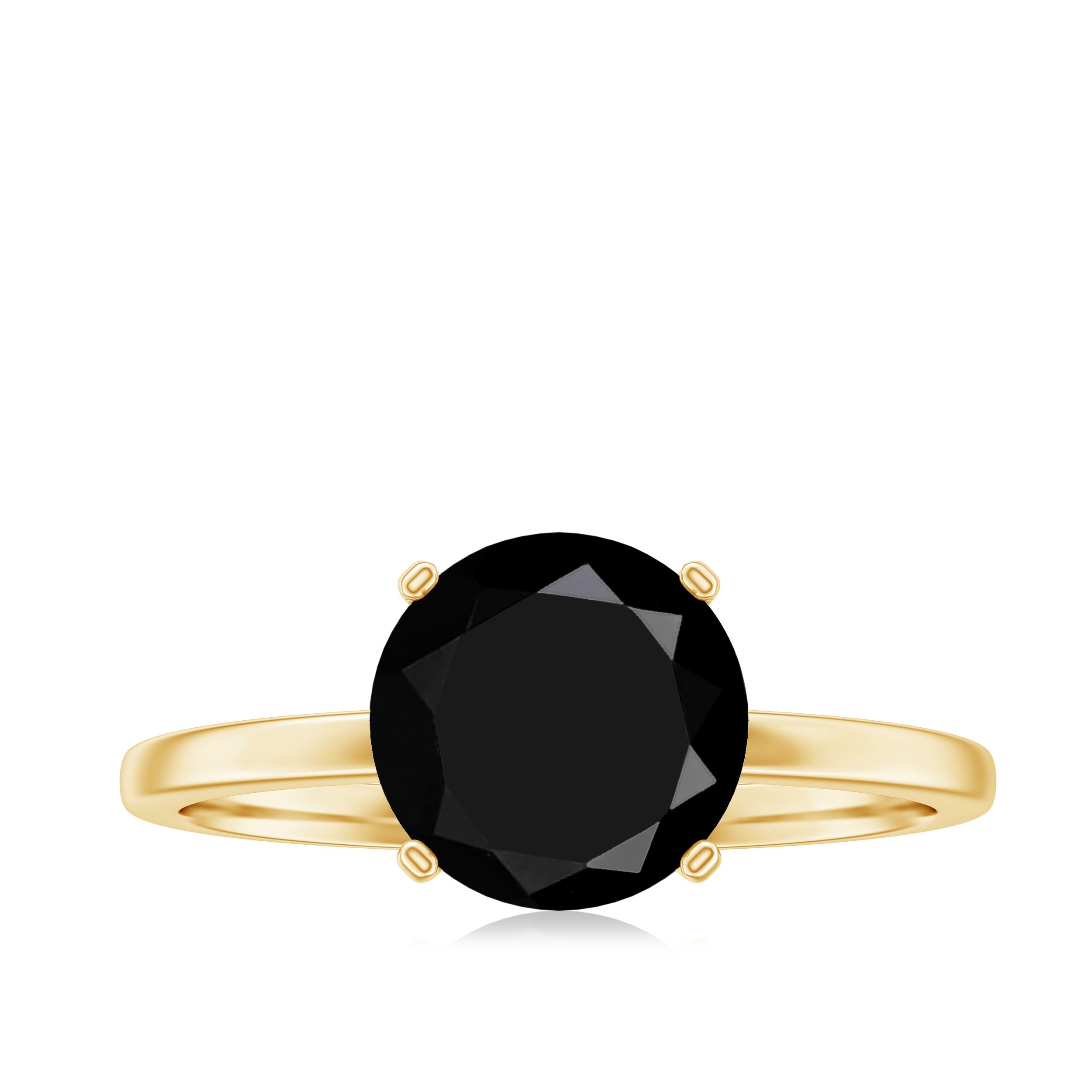 Rosec Jewels-8 MM Black Spinel Solitaire Engagement Ring for Ladies