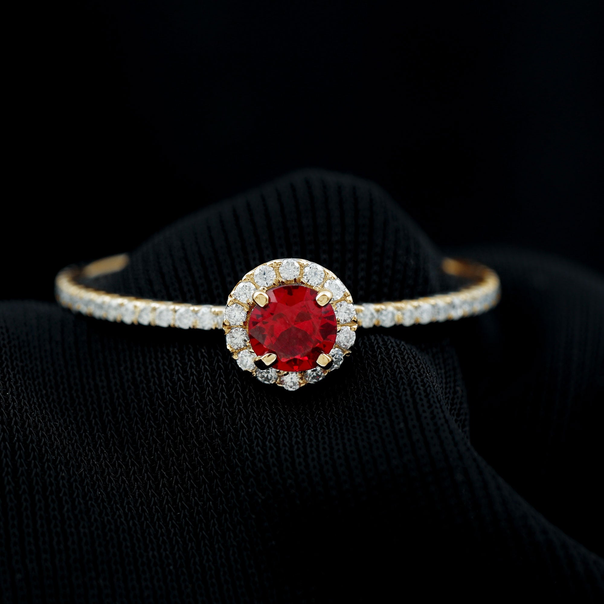 1 CT Minimal Created Ruby and Diamond Engagement Ring Lab Created Ruby - ( AAAA ) - Quality - Rosec Jewels