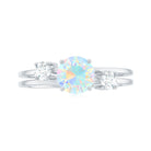 1 CT Ethiopian Opal Solitaire Engagement Ring with Diamond Ethiopian Opal - ( AAA ) - Quality - Rosec Jewels