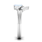 Emerald Cut Moonstone Solitaire Ring Set with Diamond Moonstone - ( AAA ) - Quality - Rosec Jewels