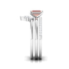 Emerald Cut Morganite Solitaire Ring Set of 3 with Diamond Morganite - ( AAA ) - Quality - Rosec Jewels