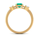 Minimal Promise Ring with Emerald and Diamond Emerald - ( AAA ) - Quality - Rosec Jewels