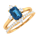 1.25 CT London Blue Topaz and Diamond Ring Set London Blue Topaz - ( AAA ) - Quality - Rosec Jewels