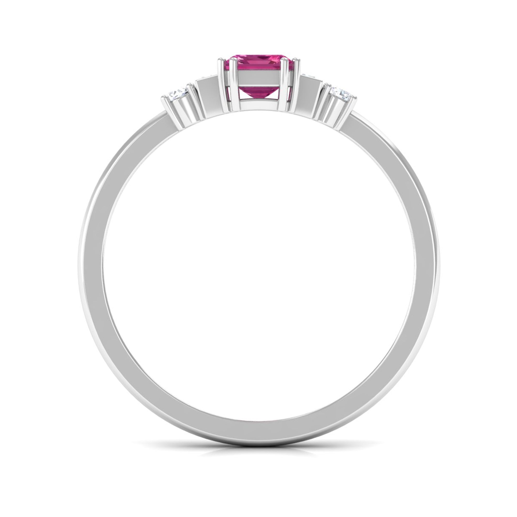 3/4 CT Minimal Pink Tourmaline Solitaire Ring with Diamond Pink Tourmaline - ( AAA ) - Quality - Rosec Jewels