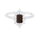 Octagon Cut Smoky Quartz and Diamond Vintage Ring Smoky Quartz - ( AAA ) - Quality - Rosec Jewels