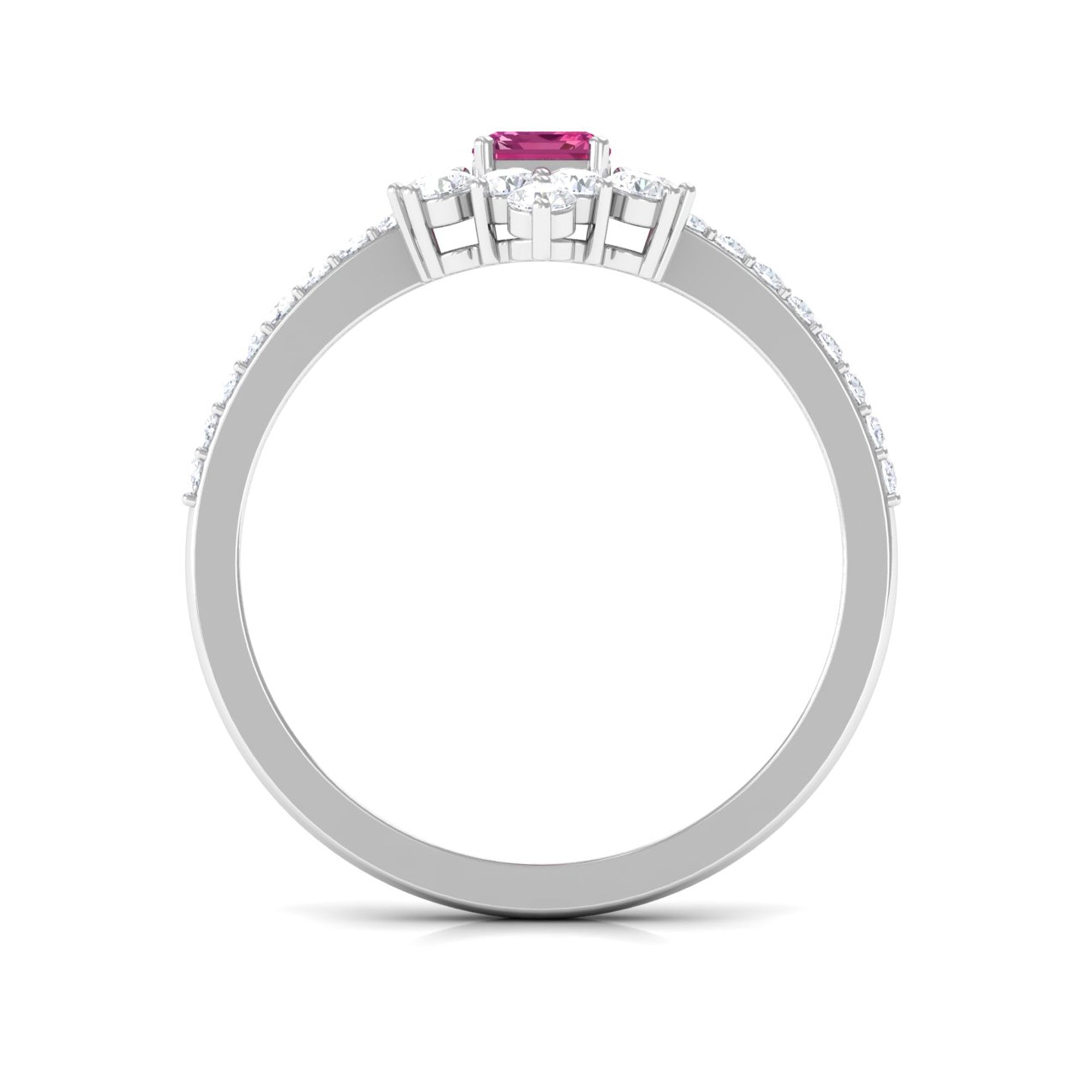 1.75 CT Vintage Inspired Pink Tourmaline Ring with Diamond Halo Pink Tourmaline - ( AAA ) - Quality - Rosec Jewels