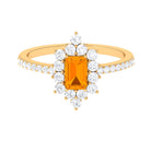 Vintage Fire Opal and Diamond Halo Engagement Ring Fire Opal - ( AAA ) - Quality - Rosec Jewels