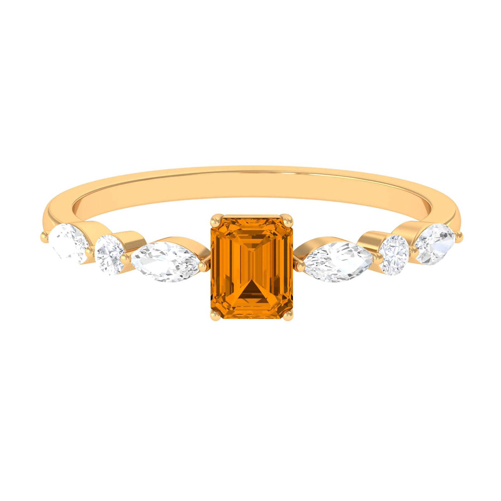 0.75 CT Elegant Citrine Promise Ring with Moissanite Stones Citrine - ( AAA ) - Quality - Rosec Jewels