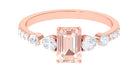 Solitaire Morganite Engagement Ring with Diamond Side Stones Morganite - ( AAA ) - Quality - Rosec Jewels