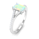 Split Shank Ethiopian Opal Solitaire Engagement Ring with Diamond Ethiopian Opal - ( AAA ) - Quality - Rosec Jewels