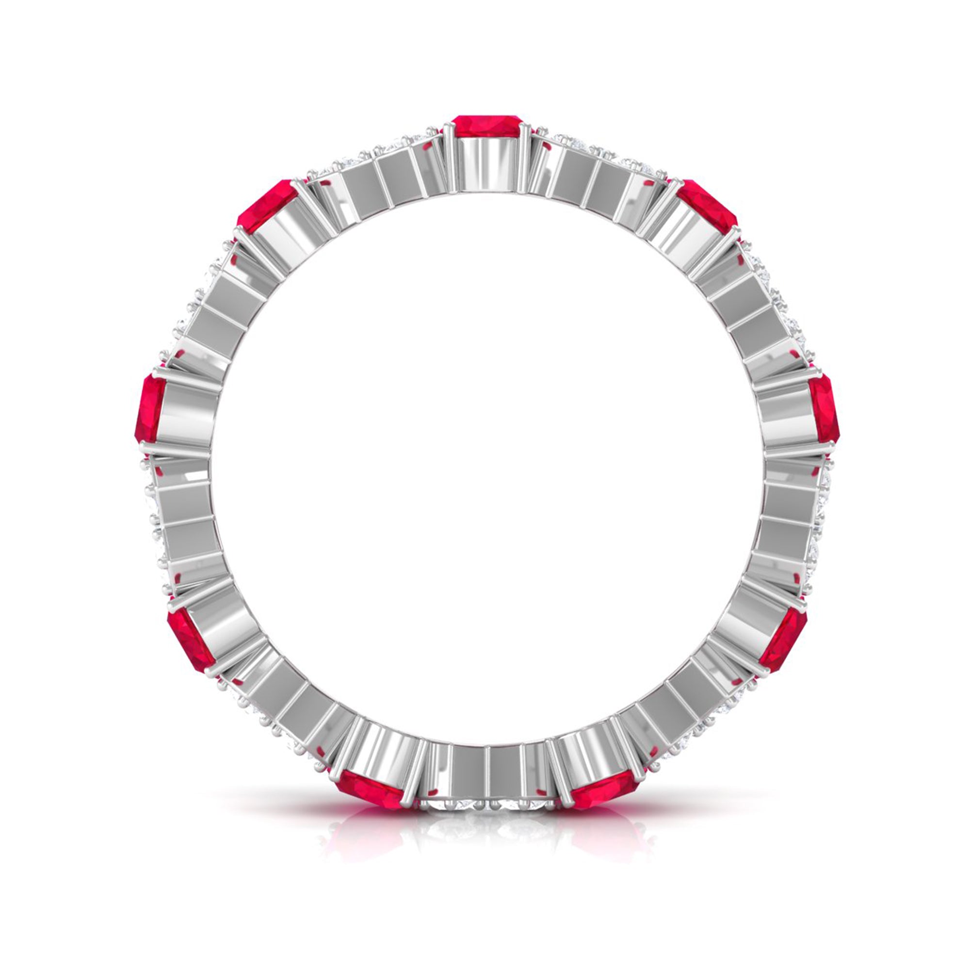 Created Ruby and Moissanite Designer Eternity Band Ring Lab Created Ruby - ( AAAA ) - Quality - Rosec Jewels