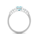 Designer Aquamarine Solitaire Engagement Ring with Diamond Aquamarine - ( AAA ) - Quality - Rosec Jewels