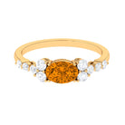 1.50 CT Oval Cut Citrine Solitaire East West Ring with Diamond Citrine - ( AAA ) - Quality - Rosec Jewels