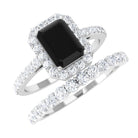 Real Black Onyx and Moissanite Stackable Ring Set Black Onyx - ( AAA ) - Quality - Rosec Jewels