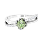 Green Sapphire and Diamond Flower Promise Ring Green Sapphire - ( AAA ) - Quality - Rosec Jewels