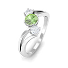 Green Sapphire and Diamond Three Stone Bypass Ring Green Sapphire - ( AAA ) - Quality - Rosec Jewels