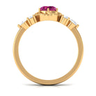 Nature Inspired Floral Ring with Pink Tourmaline and Diamond Pink Tourmaline - ( AAA ) - Quality - Rosec Jewels