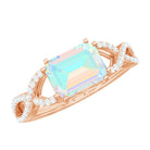 Octagon Ethiopian Opal East West Crossover Ring with Diamond Ethiopian Opal - ( AAA ) - Quality - Rosec Jewels