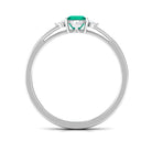 1/2 CT Princess Cut Emerald Minimal Ring with Diamond Emerald - ( AAA ) - Quality - Rosec Jewels