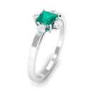 1/2 CT Princess Cut Emerald Minimal Ring with Diamond Emerald - ( AAA ) - Quality - Rosec Jewels