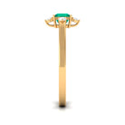 1/2 CT Princess Cut Emerald Minimal Ring with Diamond Emerald - ( AAA ) - Quality - Rosec Jewels