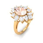 2.25 Carat Morganite and Moissanite Cocktail Ring Morganite - ( AAA ) - Quality - Rosec Jewels